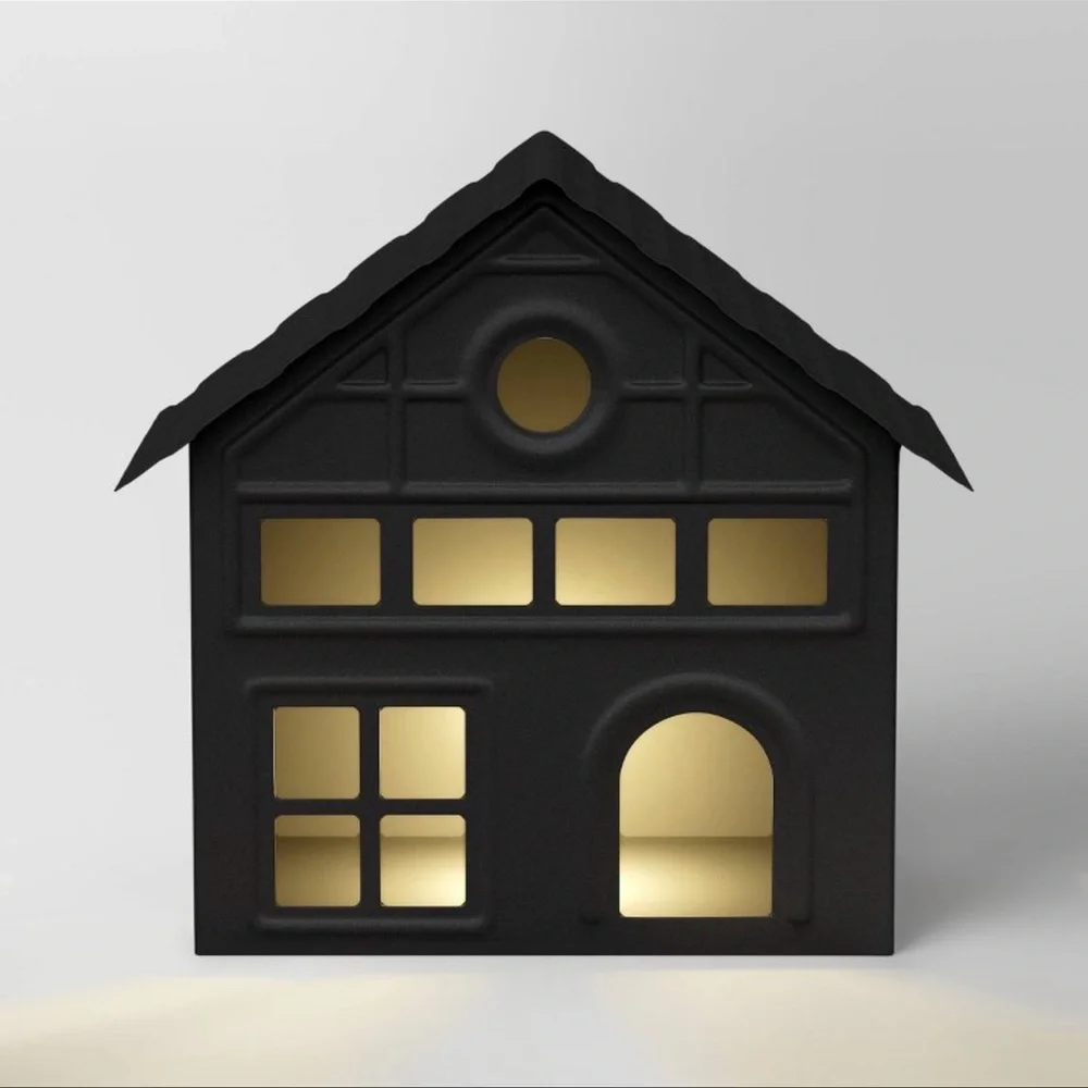 7.38" Battery Operated Lit Metal House
Christmas Village Building Black - Picture 3 of 4